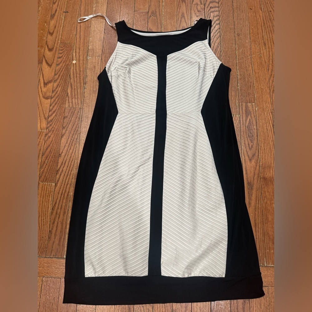 Sandra Darren Black and White Midi Dress
